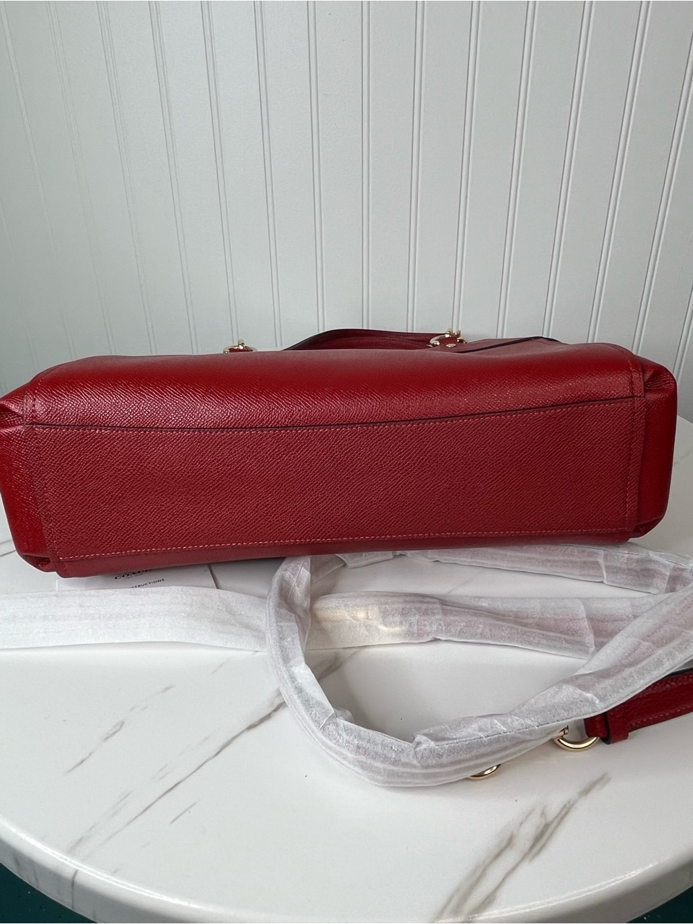 Coach Brooke Carryall Washed Red Crossgrain Leather Shoulder Bag Crossbody Purse - Picture 7 of 13